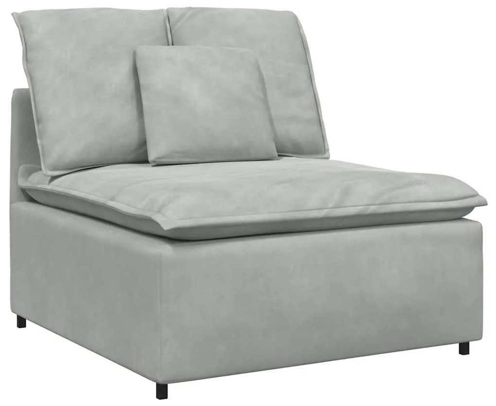 Sofá modular com almofadas veludo cinzento-claro