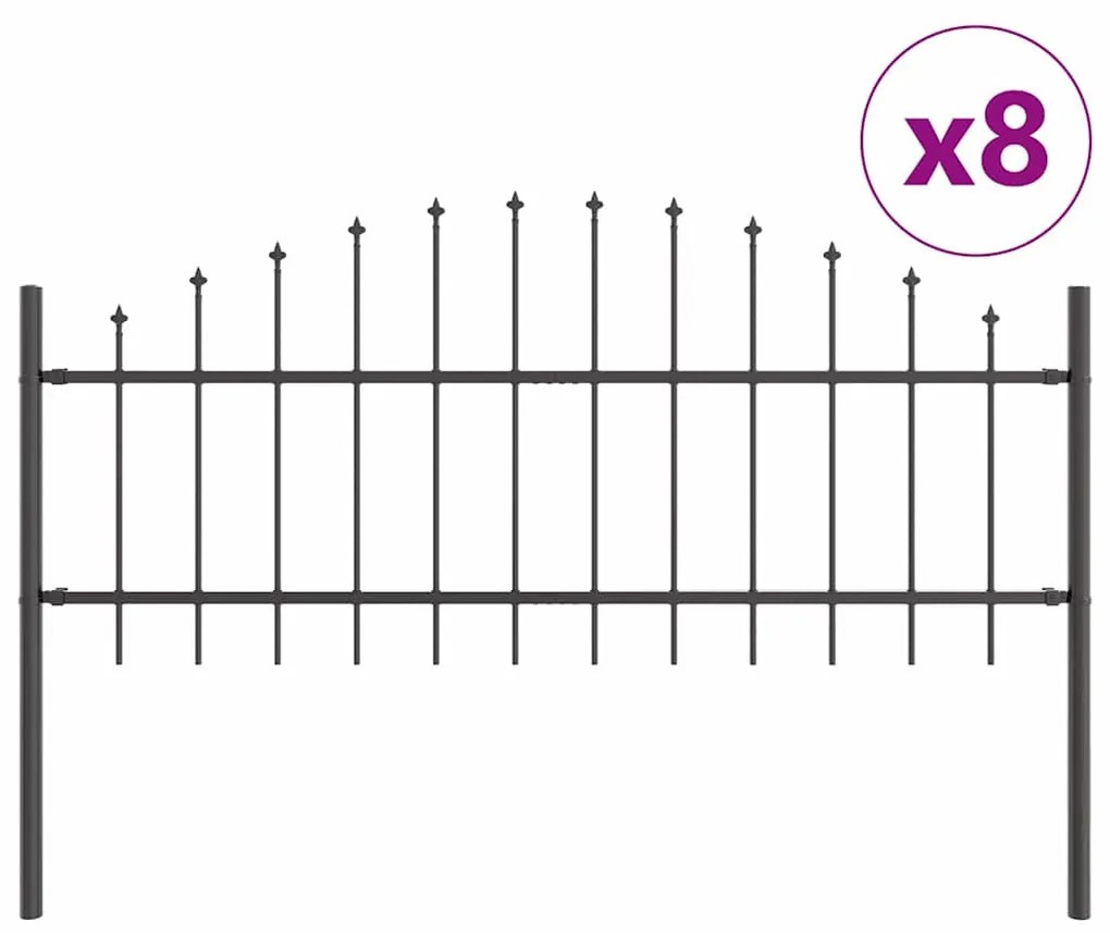 Cerca de Jardim com Topo Arqueado - Cinza, 13,6 x 0,75 m, Aço