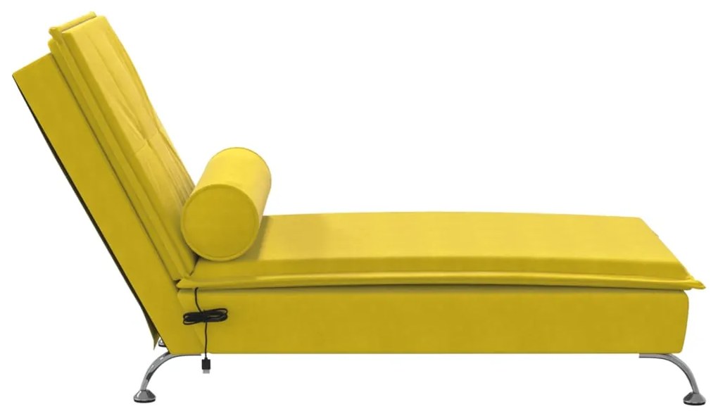 Chaise lounge de massagem com rolo veludo amarelo