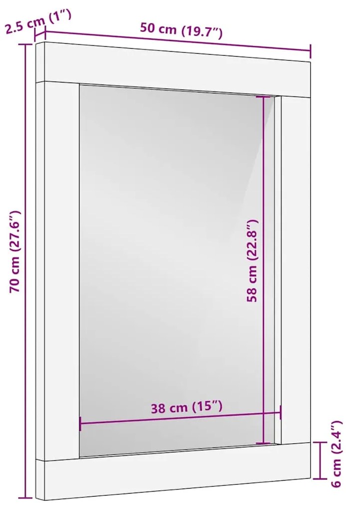 Espelho de banheiro com espelho Marrom, prata 50 x 2.5 x 70 cm