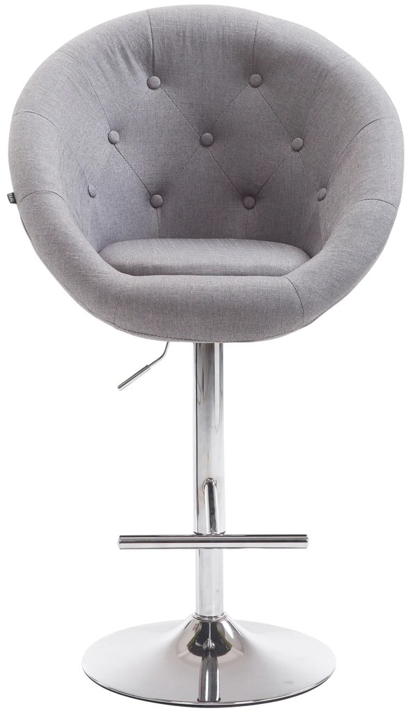 Banco de bar London em tecido e com estrutura cromada 65 x 107-128 x 57 cm Cinzento