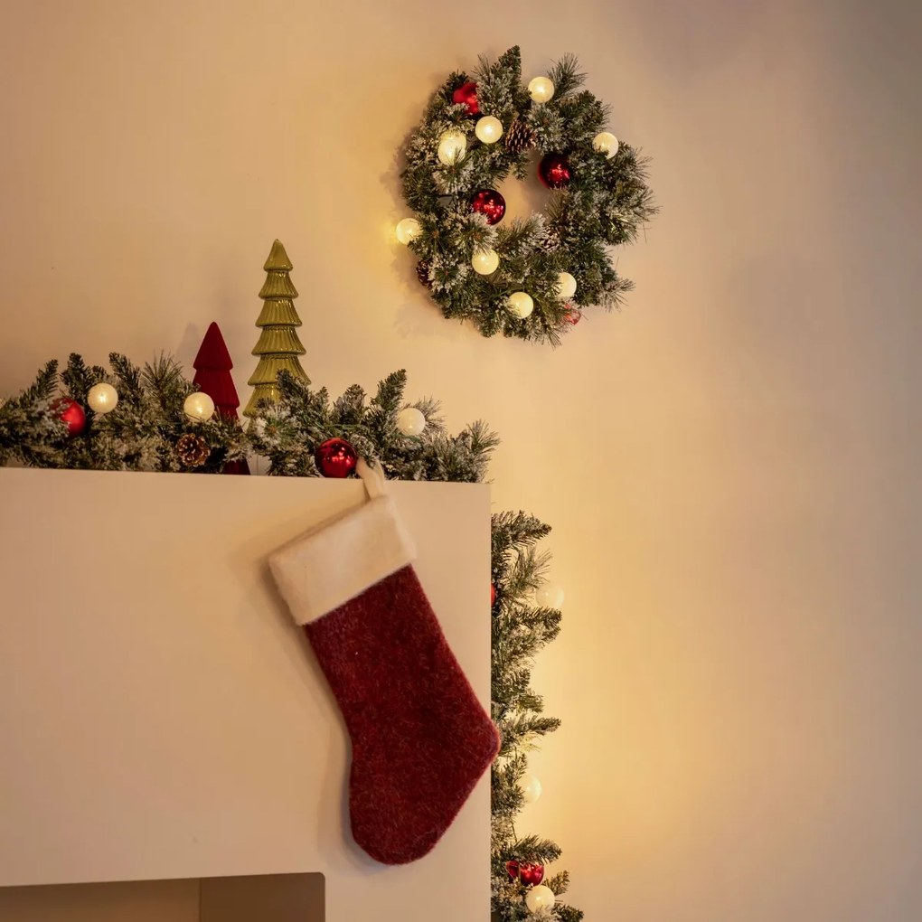 Grinalda de Natal branca com vermelho 270cm incl. LED com temporizador - Jack