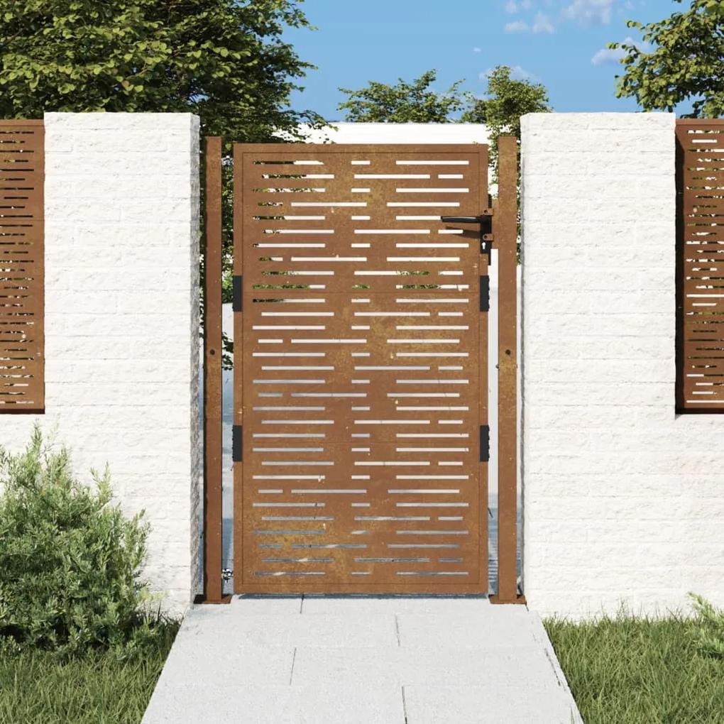 Portão de jardim 105x155 cm aço corten design quadrados