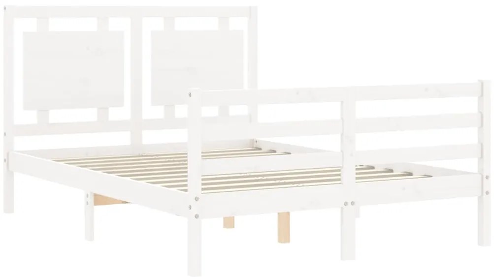 Estrutura de cama com cabeceira 120x200cm madeira maciça branco