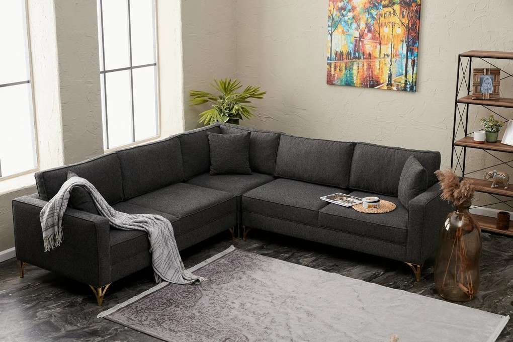 Sofá de Canto Berlin – Antracite – 258 x 258 cm