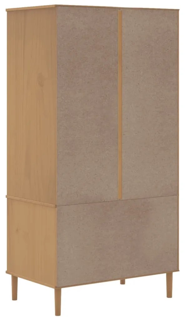 Roupeiro SENJA aspeto vime 90x55x175 cm pinho maciço castanho