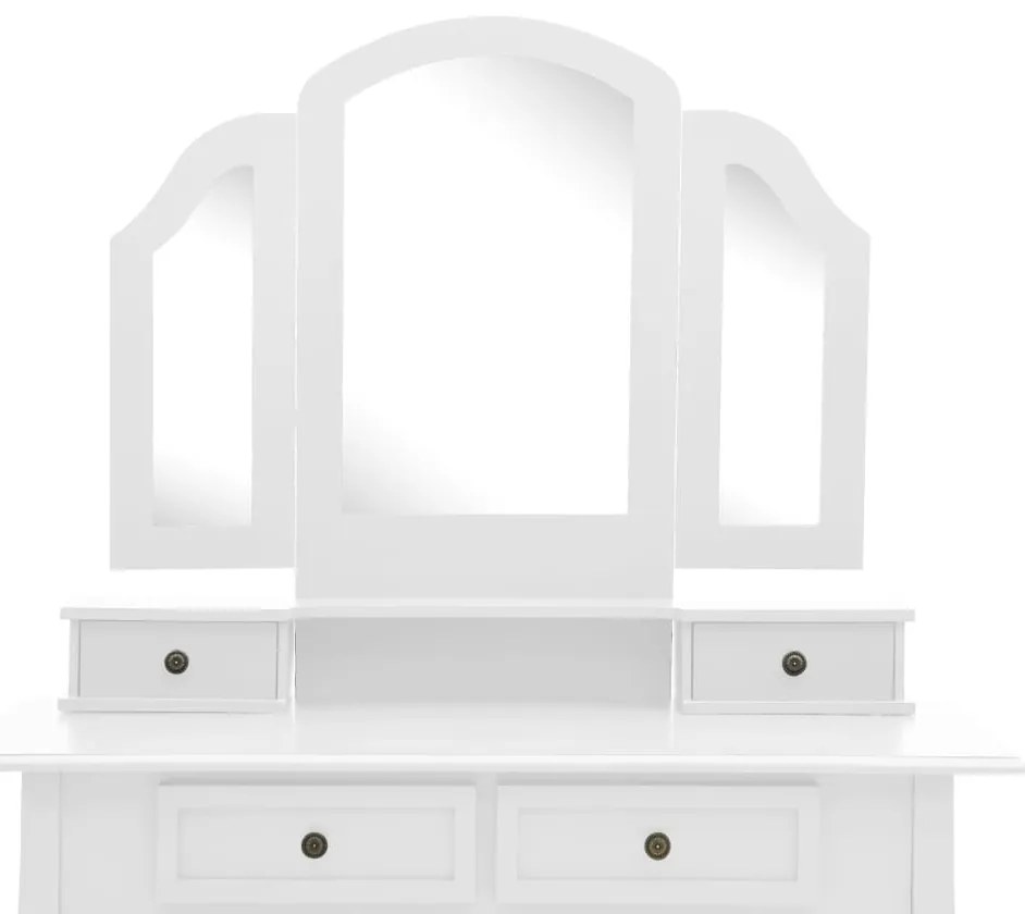 Conj. toucador c/ banco 100x40x146cm madeira paulownia branco
