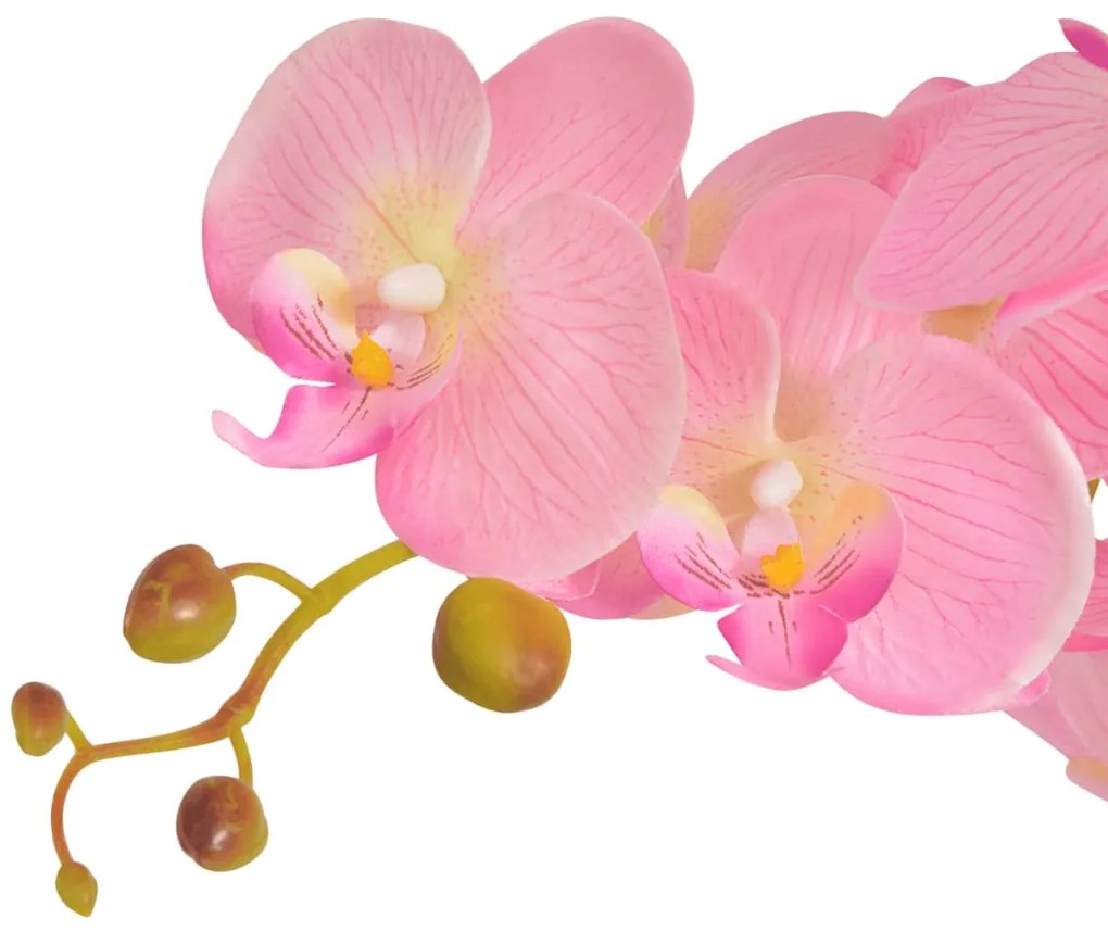 Planta orquídea artificial com vaso 65 cm rosa