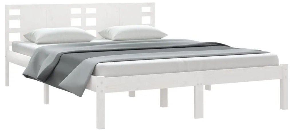 Cama sem colchão 120x200 cm madeira de pinho maciça branco