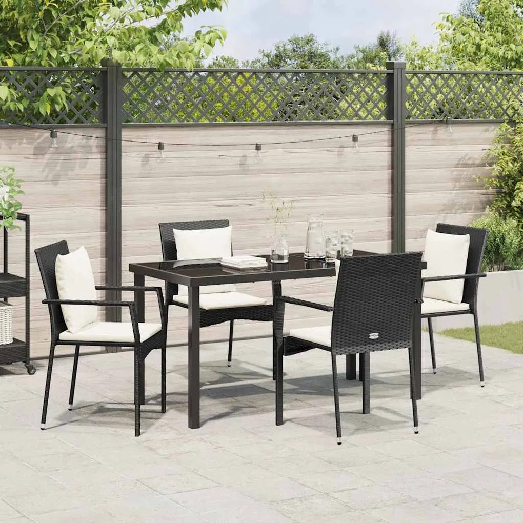 Conjunto de Jantar Jardim 5 pcs Preto 140 x 70 x 73 cm Ratan PE