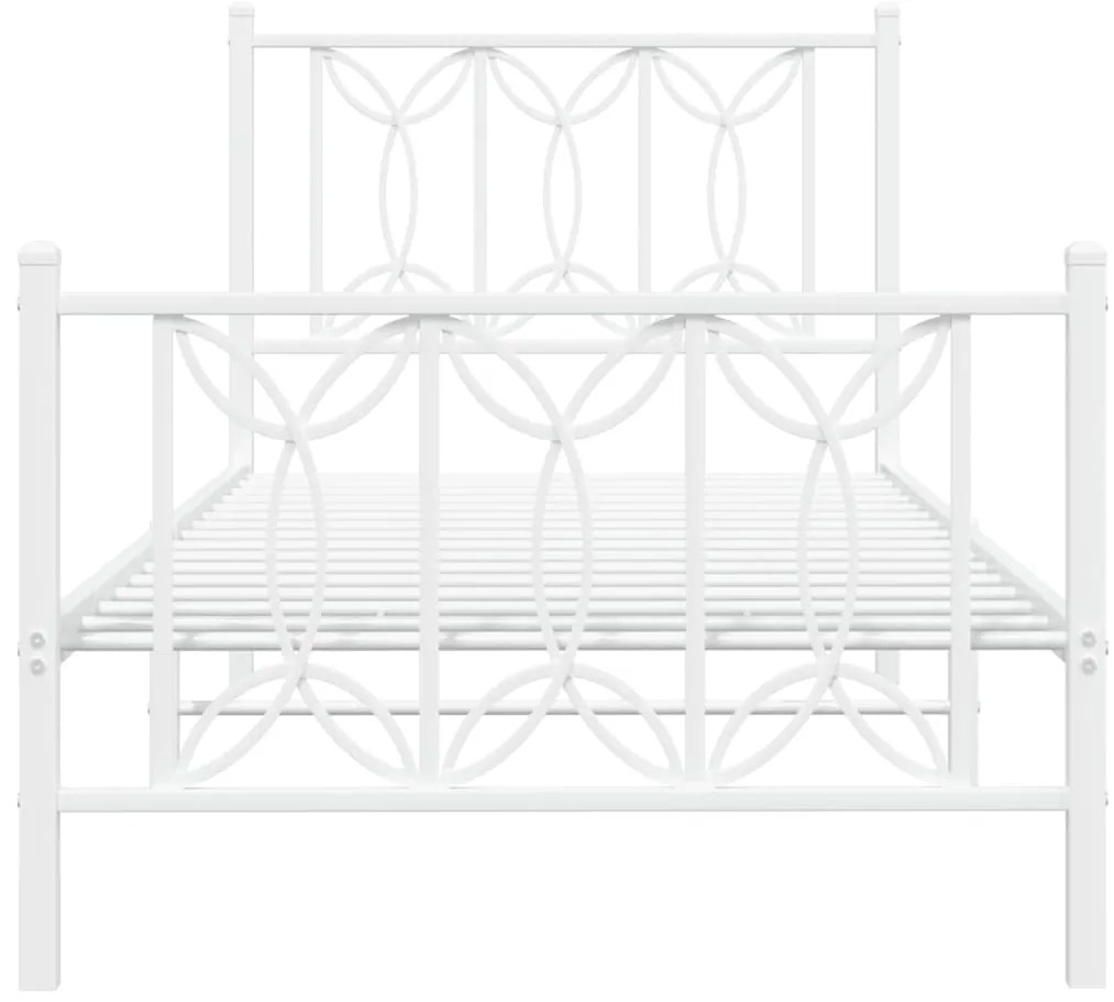 Estrutura de cama com cabeceira e pés 90x200 cm metal branco