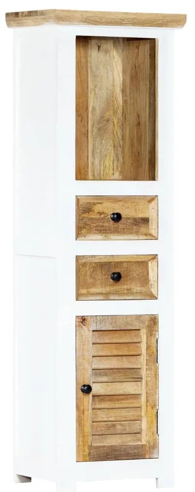 vidaXL Armário alto mangueira maciça 40x30x128 cm branco e castanho