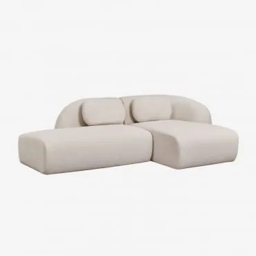Sofá Modular Chaise Longue Direito De 2 Peças Com Divã Esquerdo Em Chenille Coquette Chenille Bege Creme - Sklum