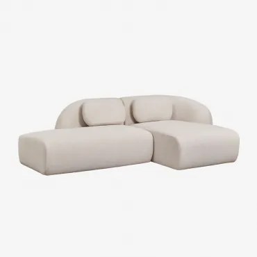 Sofá Modular Chaise Longue Direito De 2 Peças Com Divã Esquerdo Em Chenille Coquette Chenille Beige Creme - Sklum