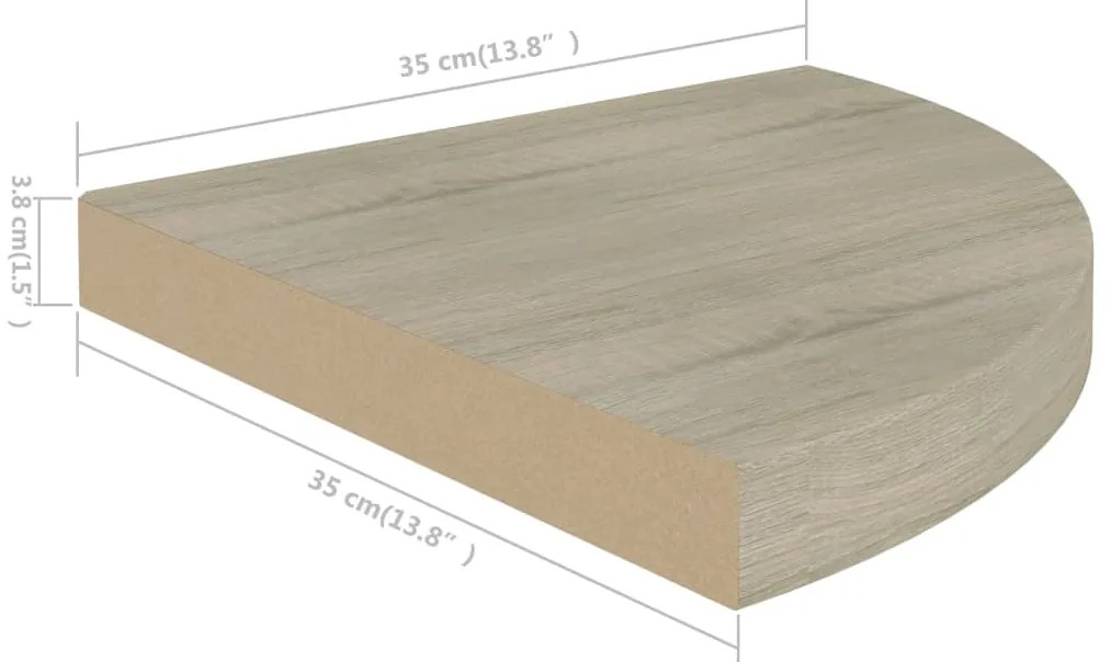 Prateleira de canto suspensa 35x35x3,8cm MDF cor carvalho