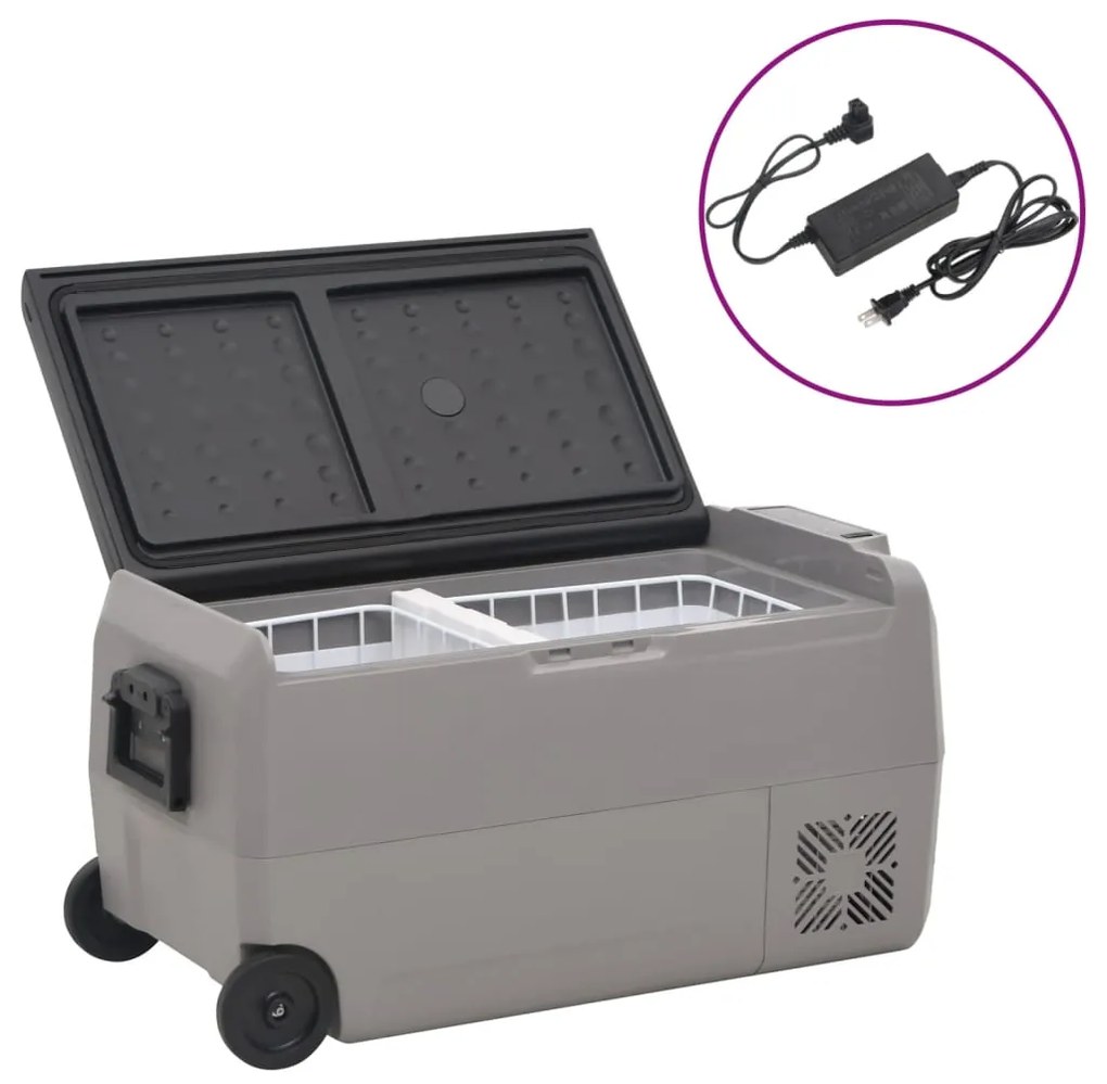 Mala térmica c/ rodas e adaptador 50 L PP e PE preto/cinzento