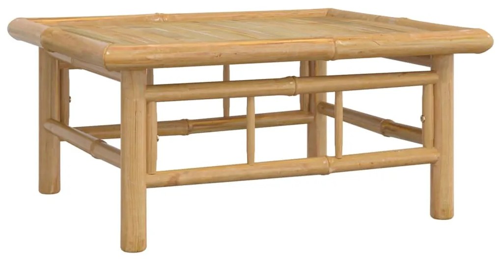 6 pcs conjunto lounge de jardim bambu c/ almofadões branco nata