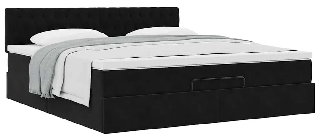 Estrutura de cama otomana com colchão 160x200 cm veludo preto