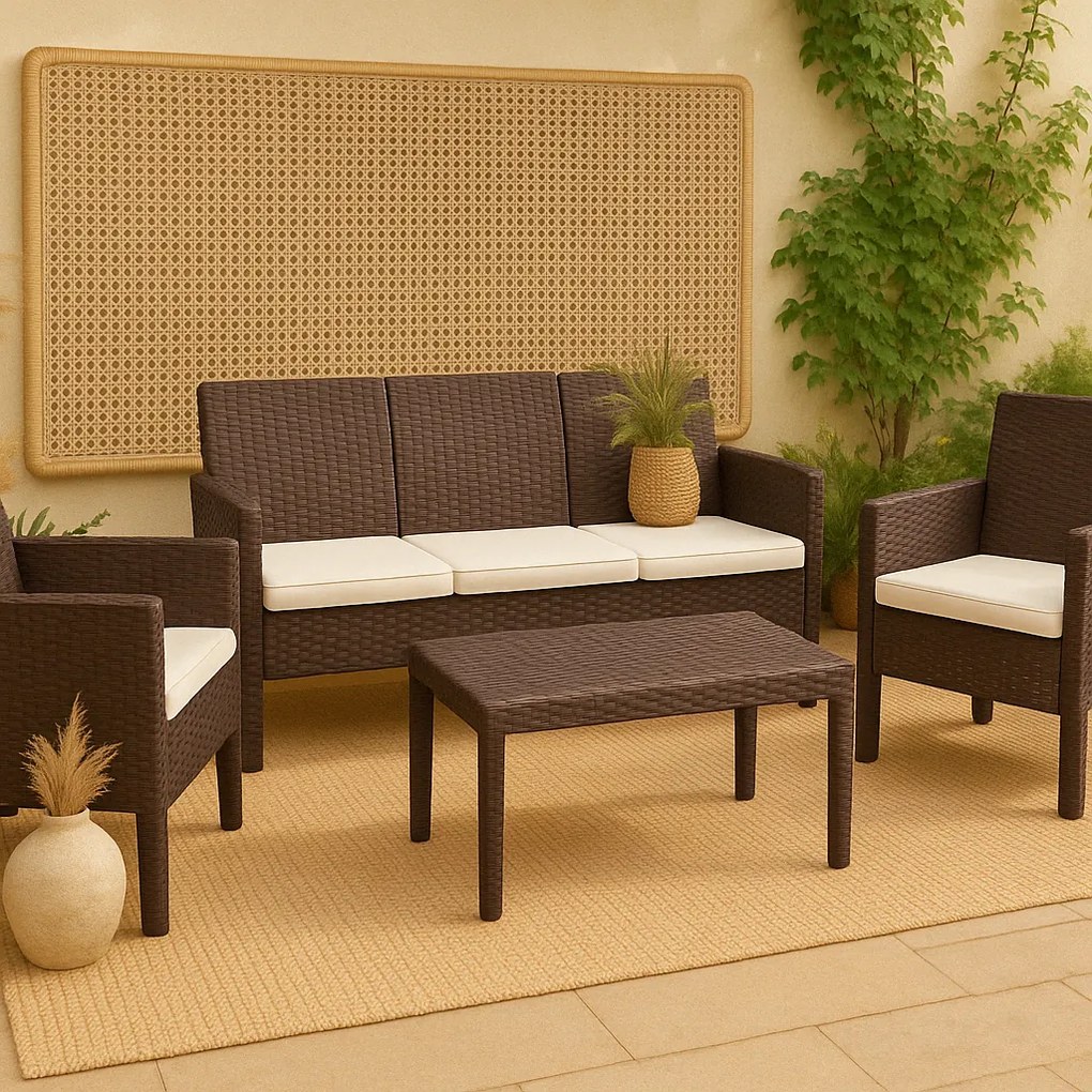 Conjunto Lounge SUN de Jardim – 2 Poltronas + Sofá 3 Lugares + Mesa de