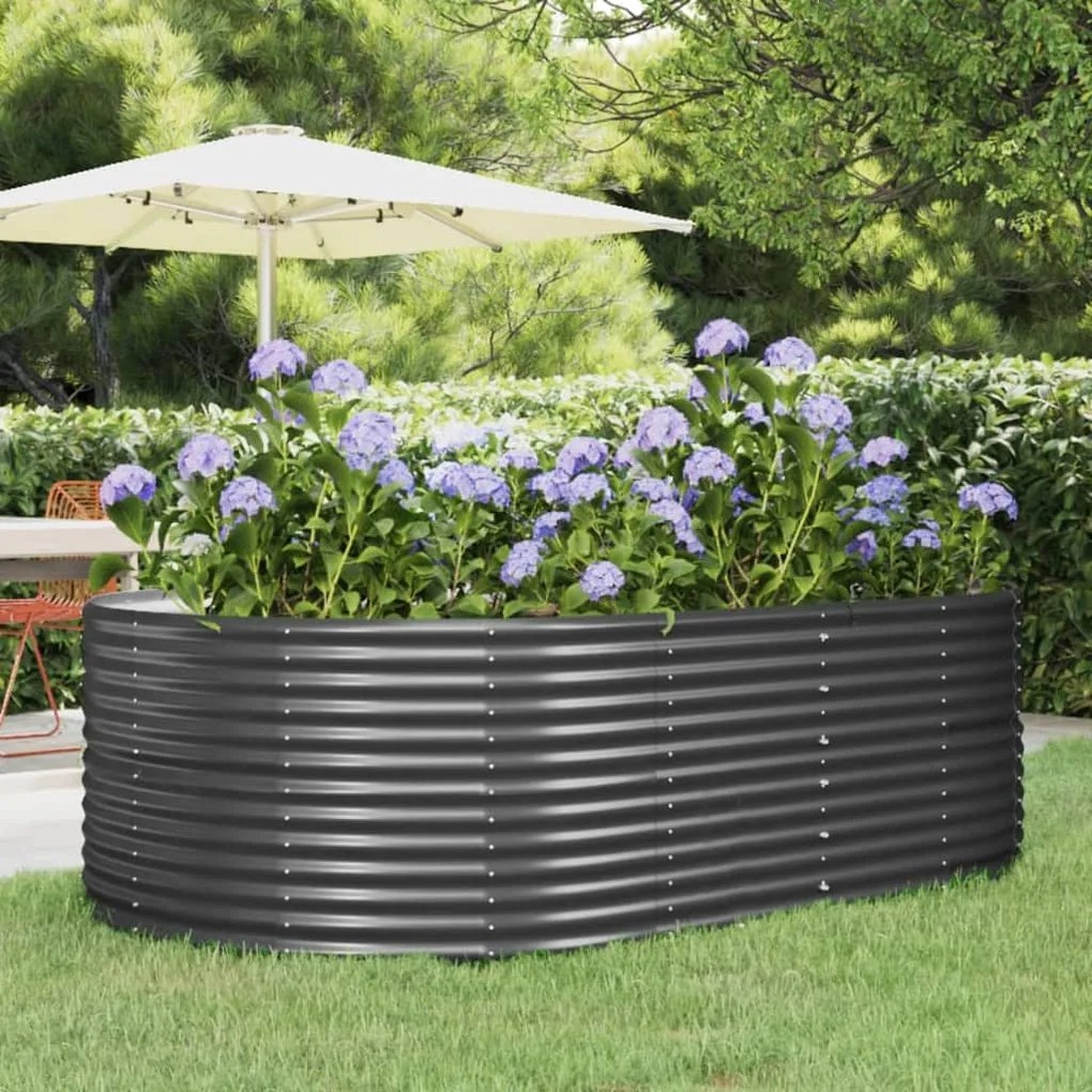 vidaXL Canteiro elevado jardim 212x140x68 aço revestido a pó antracite