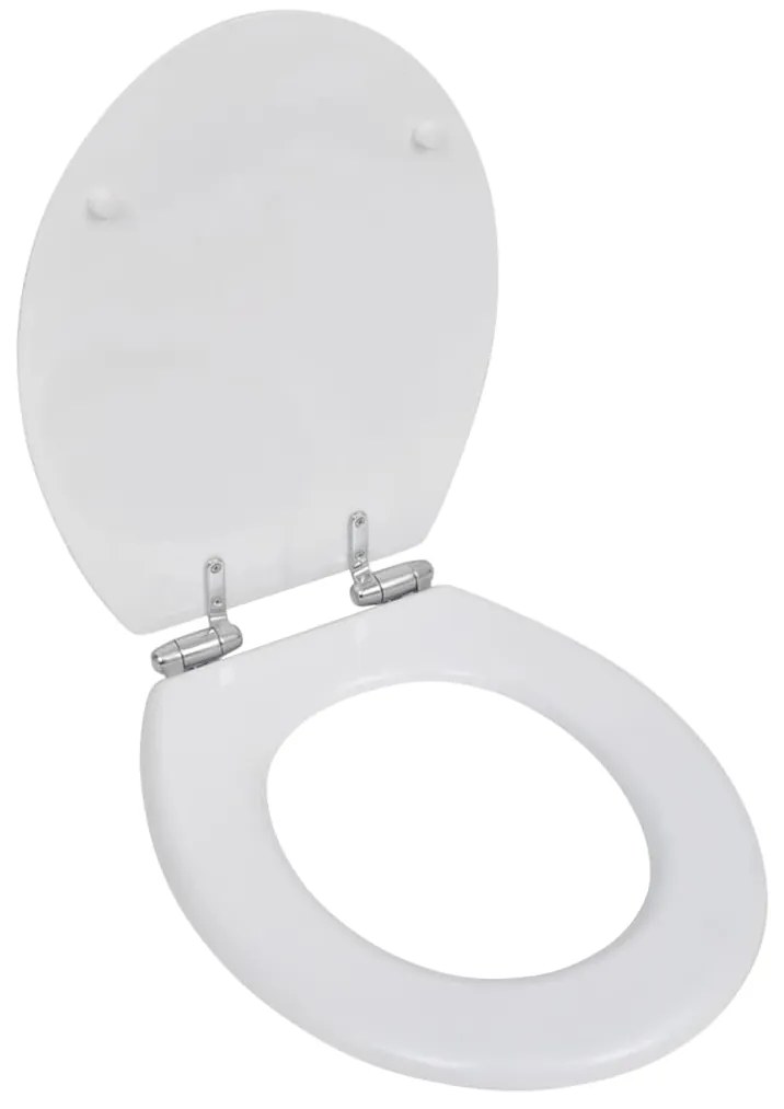 Assentos de sanita com tampas de fecho suave 2 pcs MDF branco