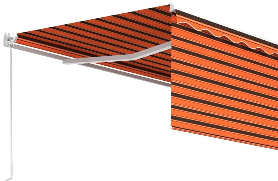 Toldo retrátil manual com estore 4x3 m laranja e castanho