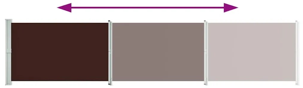 Toldo lateral retrátil para pátio 140x600 cm castanho