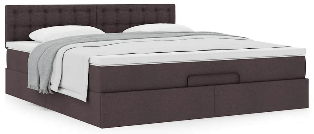 Estrutura de cama otomana com colchão 180x200cm castanho escuro