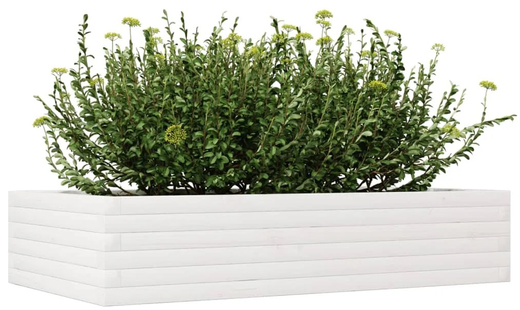 Vaso/floreira de jardim 110x60x23cm madeira pinho maciça branco