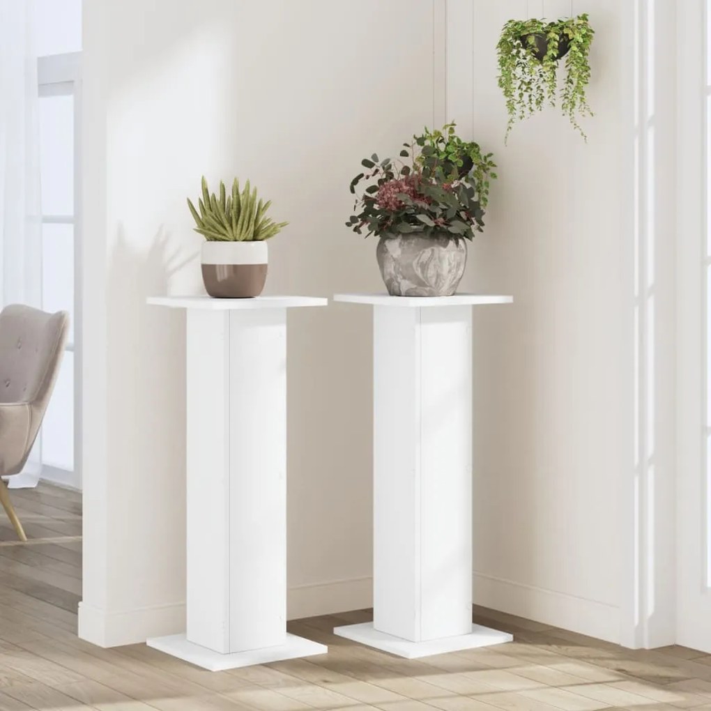 Suportes p/ plantas 2 pcs 30x30x80 cm derivados madeira branco