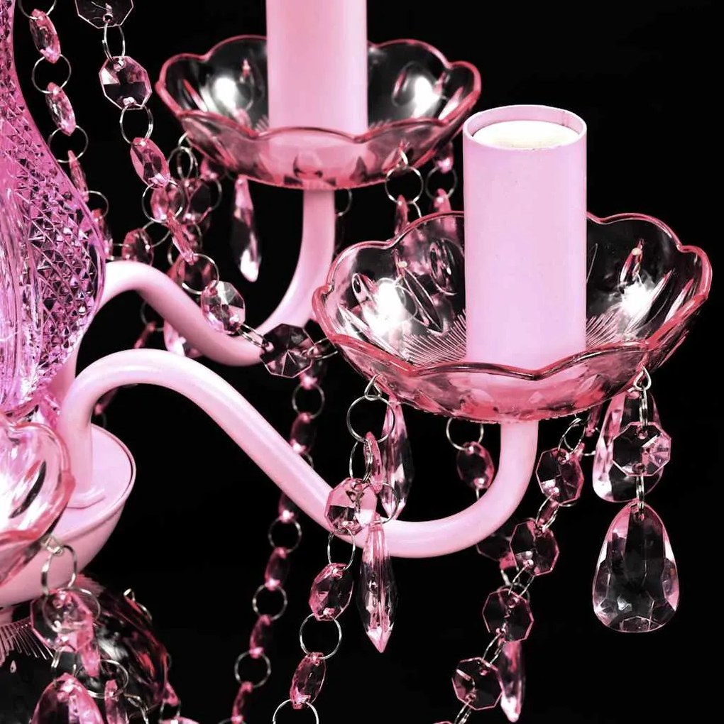 Lustre rosa com 5 bulbos