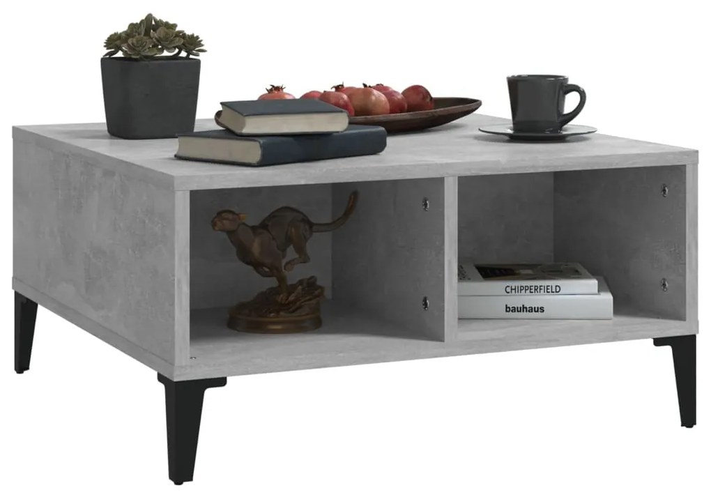 Mesa de centro 60x60x30 cm derivados de madeira cinza cimento