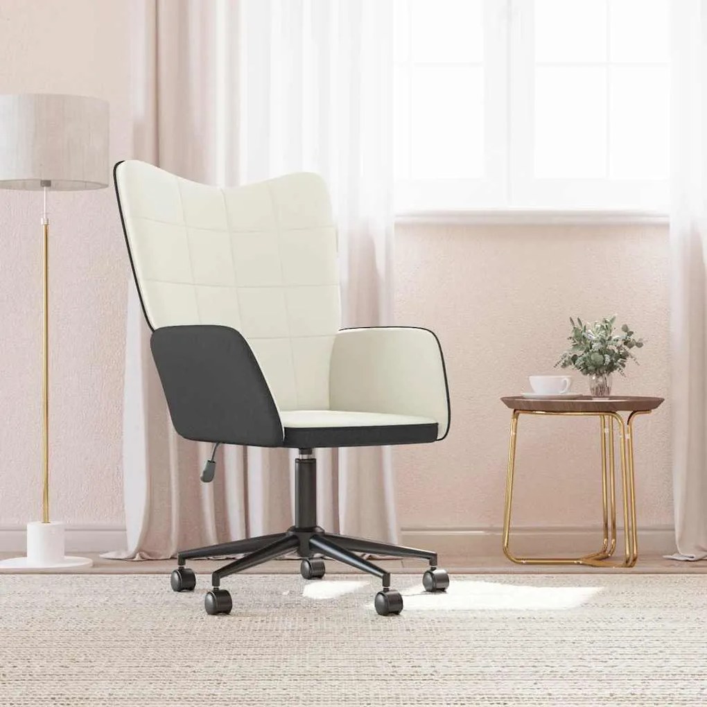 vidaXL Cadeira de descanso PVC e veludo branco nata
