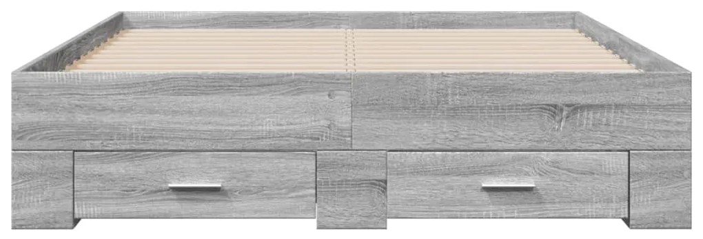 Estrutura de cama c/ gavetas derivados madeira cinza sonoma