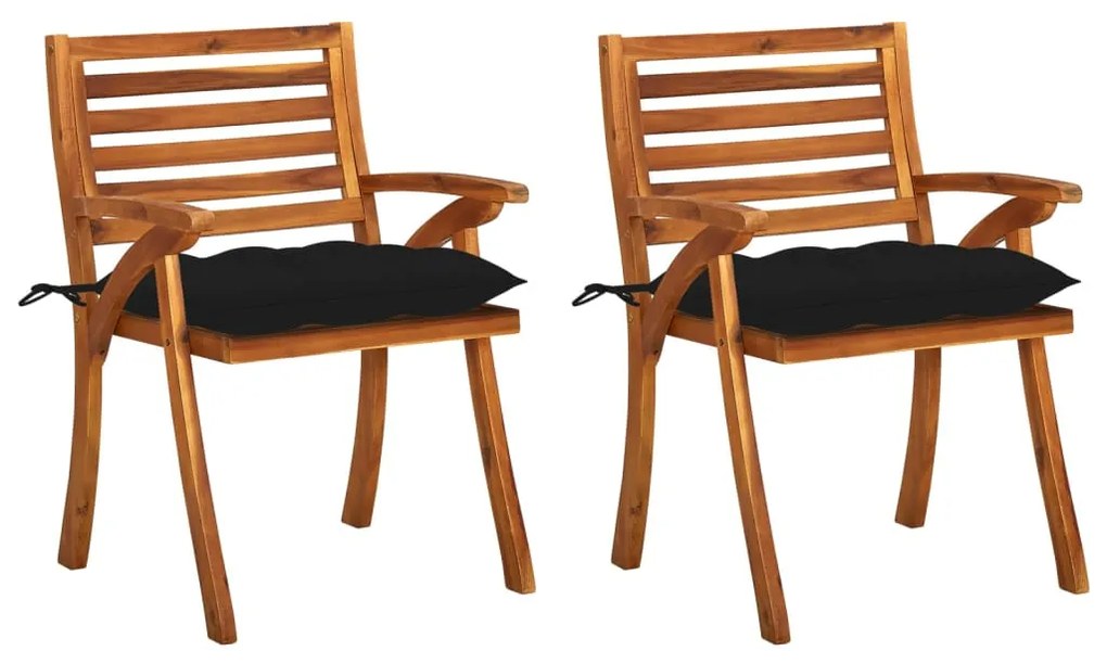 3060846 vidaXL Cadeiras de jantar jardim c/ almofadões 2 pcs acácia maciça