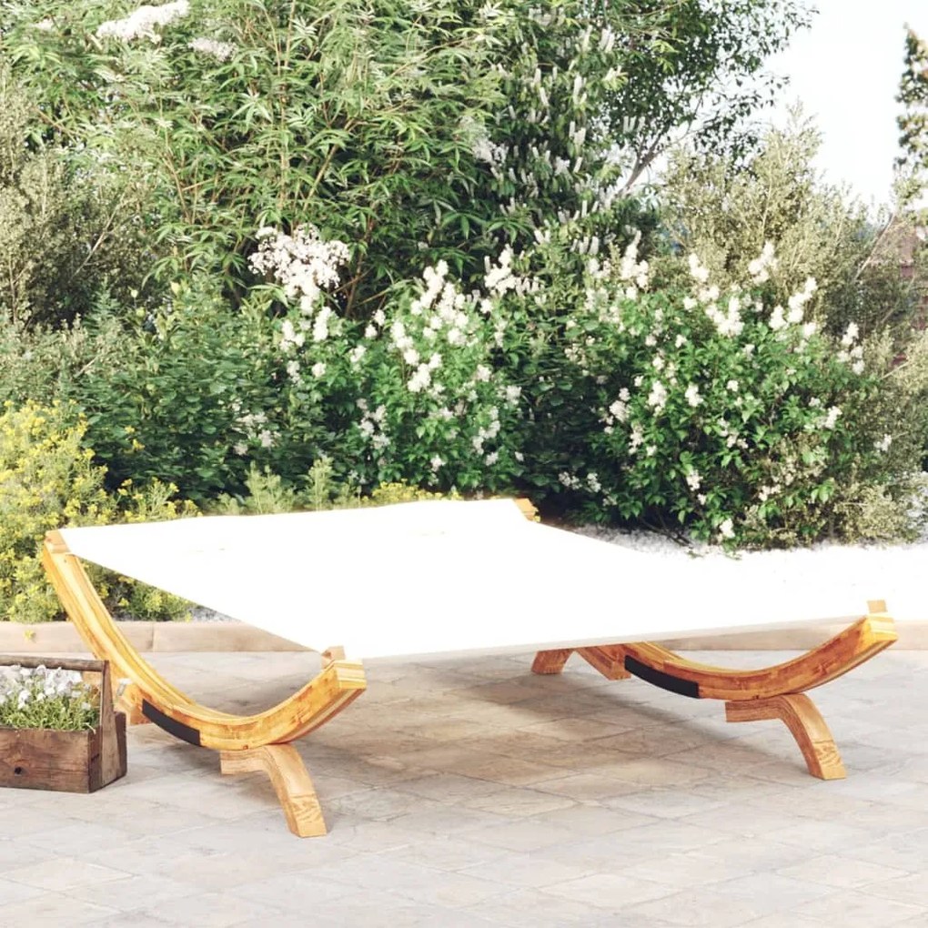 vidaXL Espreguiçadeira exterior 165x188,5x46cm madeira curva cor creme