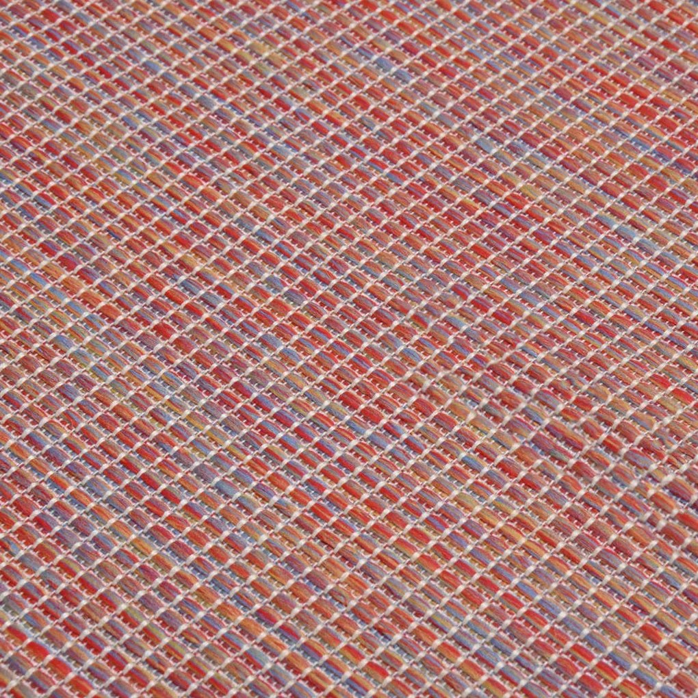 Tapete de tecido plano para exterior 140x200 cm vermelho