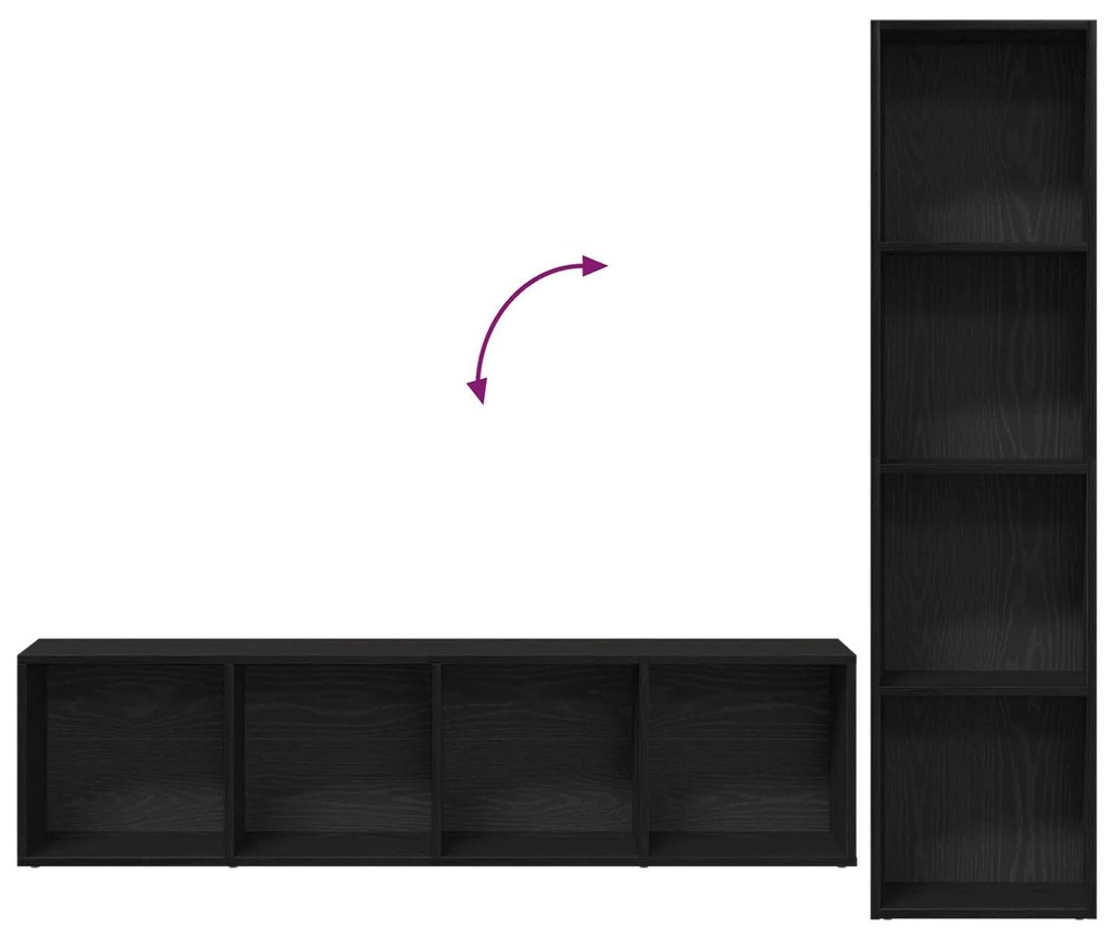Estantes 3 pcs Carvalho Preto 36x30x143 cm Madeira engenheirada