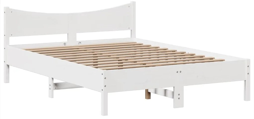 Cama sem colchão 160x200 cm madeira de pinho maciça branco