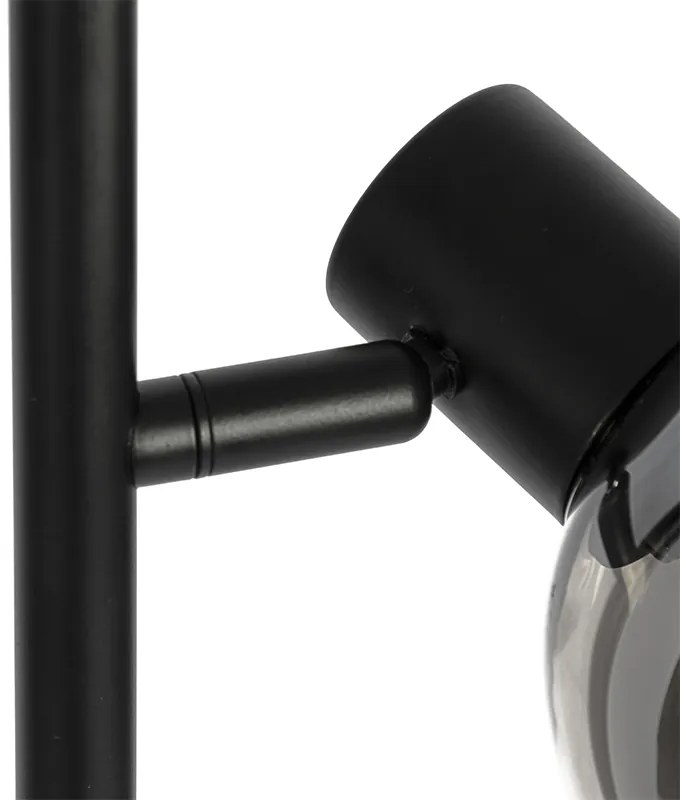 Candeeiro de pé Art Deco preto 3 luzes com vidro fumê - VIDRO Art Deco