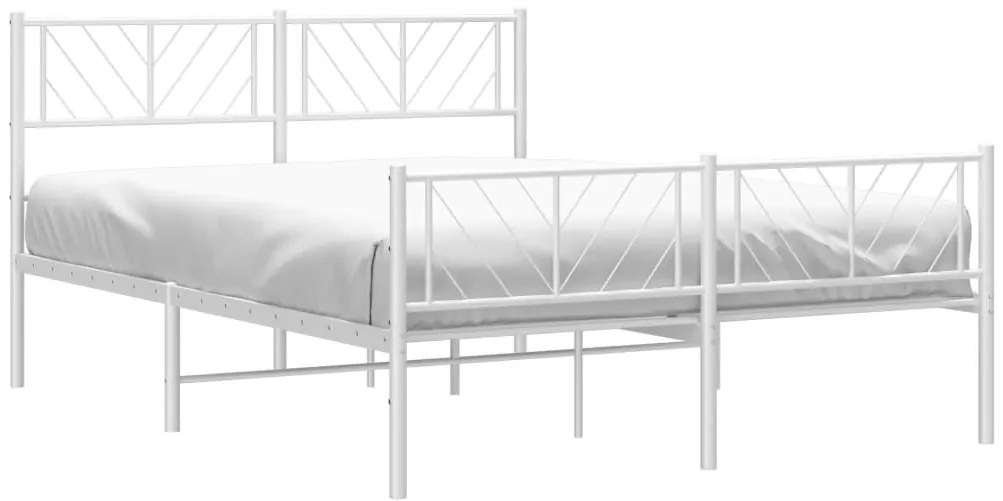 Estrutura de cama com cabeceira e pés 140x190 cm metal branco