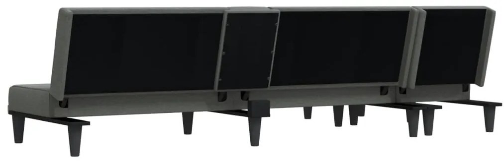 Sofá-cama em forma de L 255x140x70 cm tecido cinzento-escuro