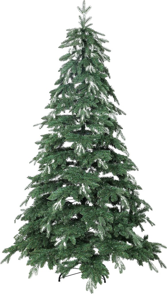 HOMCOM Árvore artificial de natal 210 cm Ramos Realistas com Efeito Neve Árvore de Natal com Suporte em Aço Base Dobrável Verde | Aosom Portugal