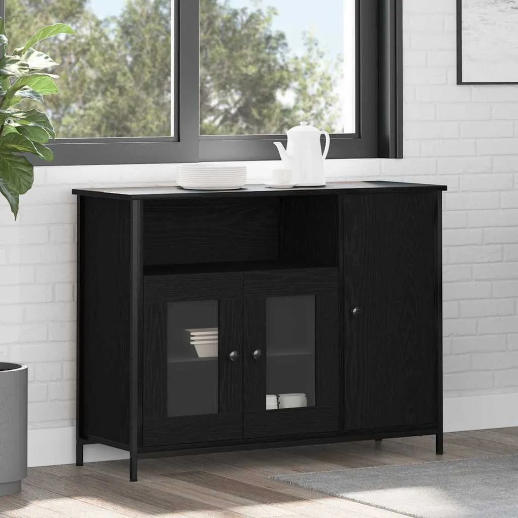 Estante Preto Carvalho 100x35x75 cm Madeira de Engenharia