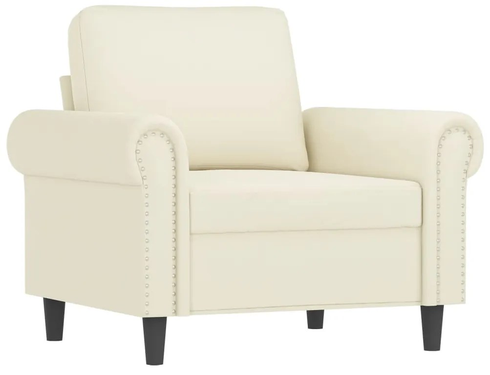 3 pcs conjunto de sofás com almofadões veludo cor creme