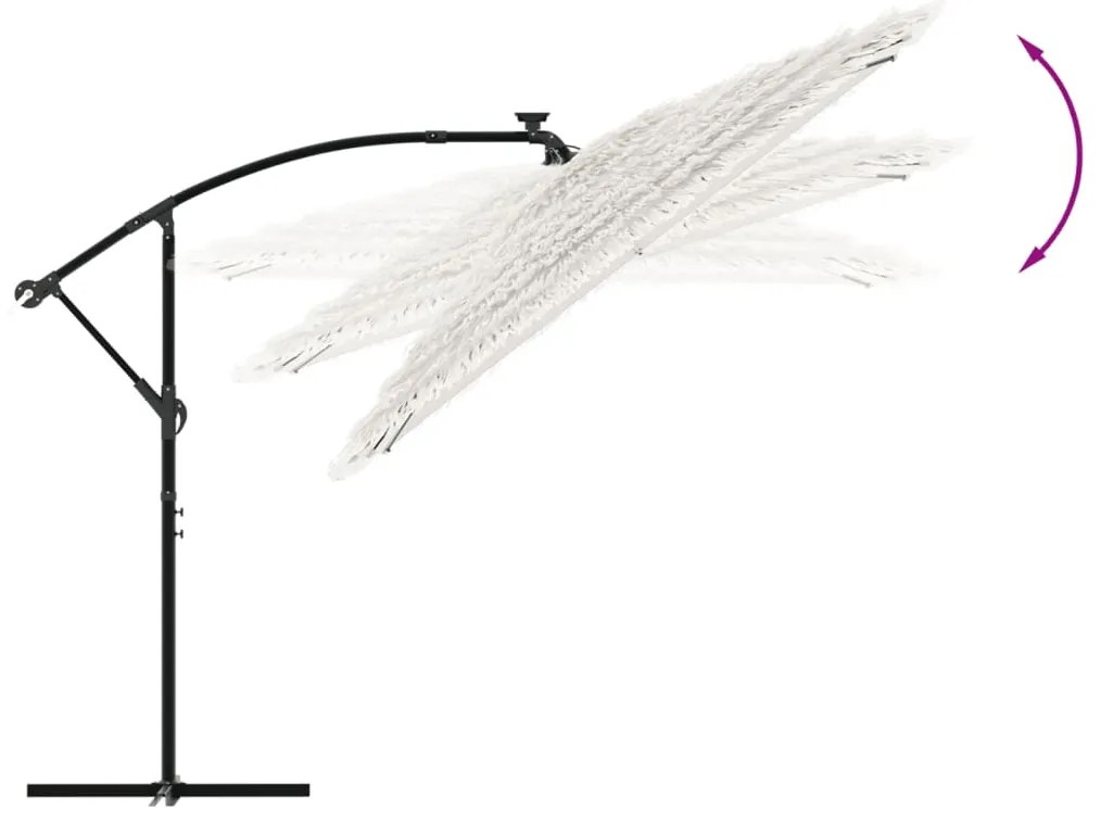 Guarda-sol de jardim com poste de aço 290x290x238 cm branco