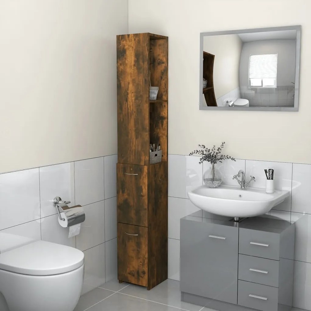 815960 vidaXL Armário WC 25x26,5x170 cm derivados de madeira carvalho fumado