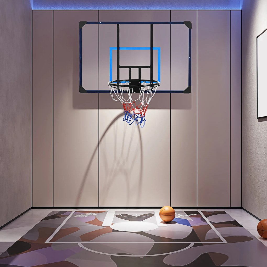 Tabela de Basquetebol de Parede Cesta de Basquetebol para Exterior 113x61x73 cm Azul e Preto