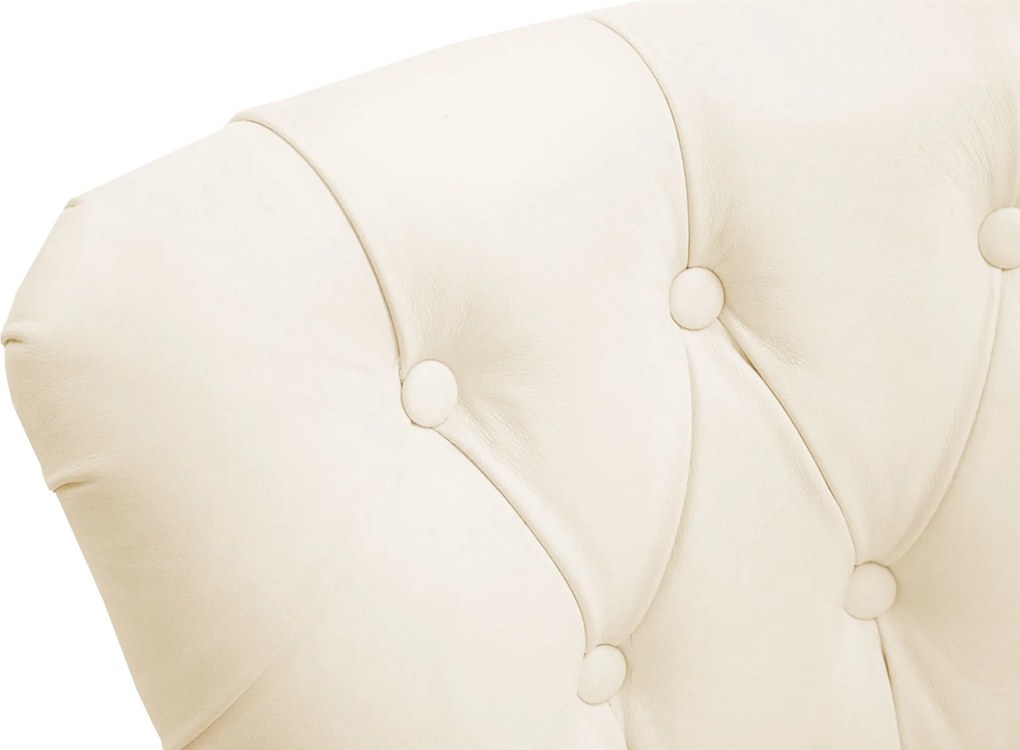 Banco de bar Lakewood em couro verdadeiro, creme