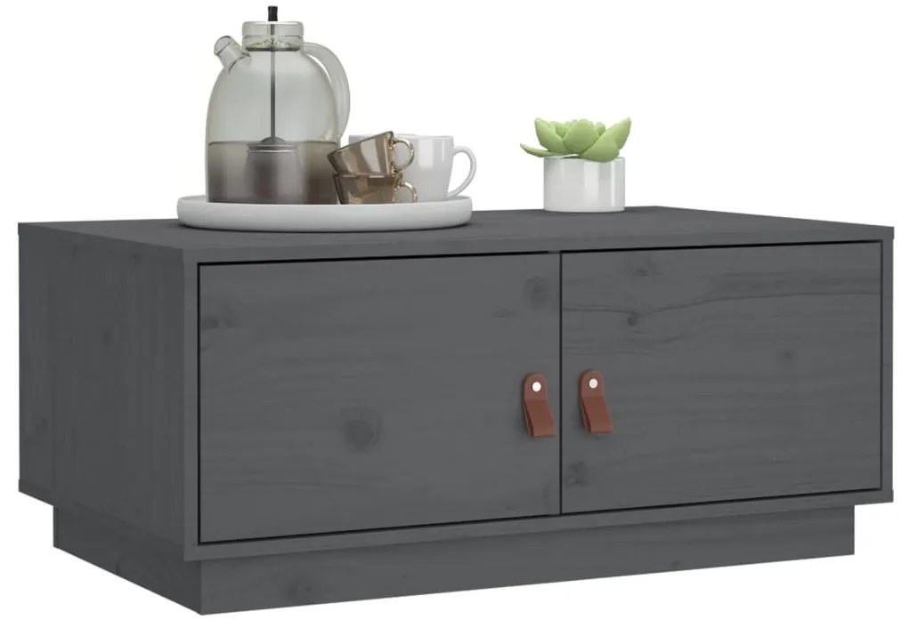 Mesa de centro 80x50x35 cm pinho maciço cinza